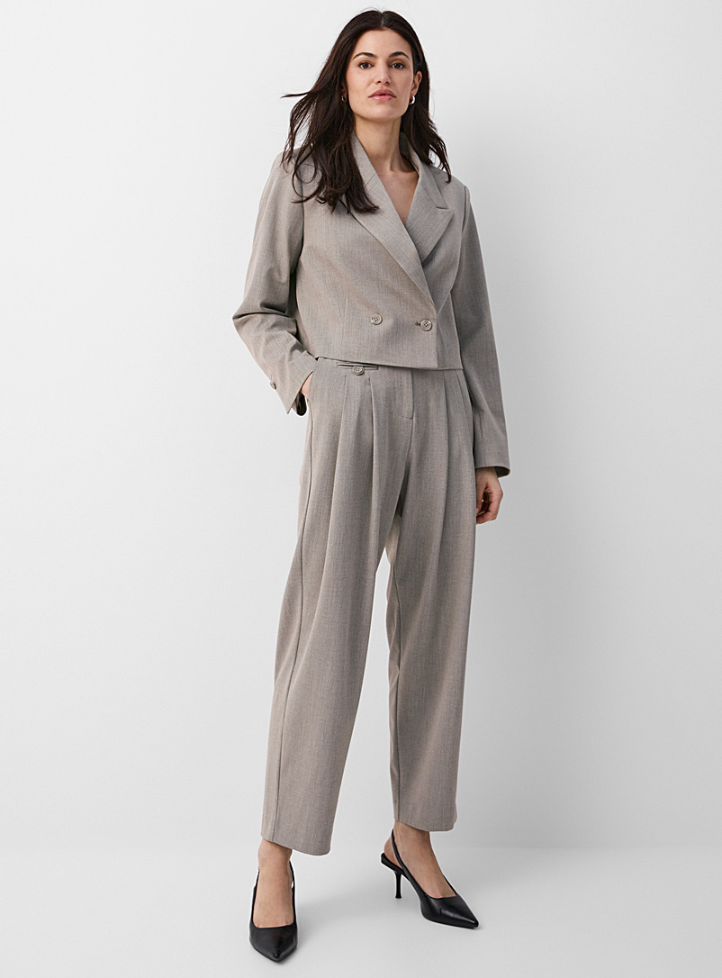 Soaked in Luxury Grey Sibba pleated faux-plain pant for women