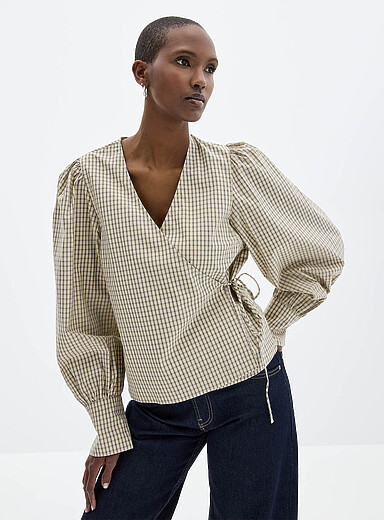 Sivah Oriana checkered crossover blouse