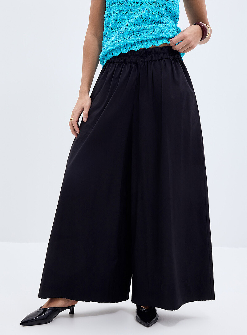 Soaked in Luxury: La jupe-culotte popeline noire Noelle <b>Coupe : jambe tr&egrave;s large, taille haute</b> Noir pour femme
