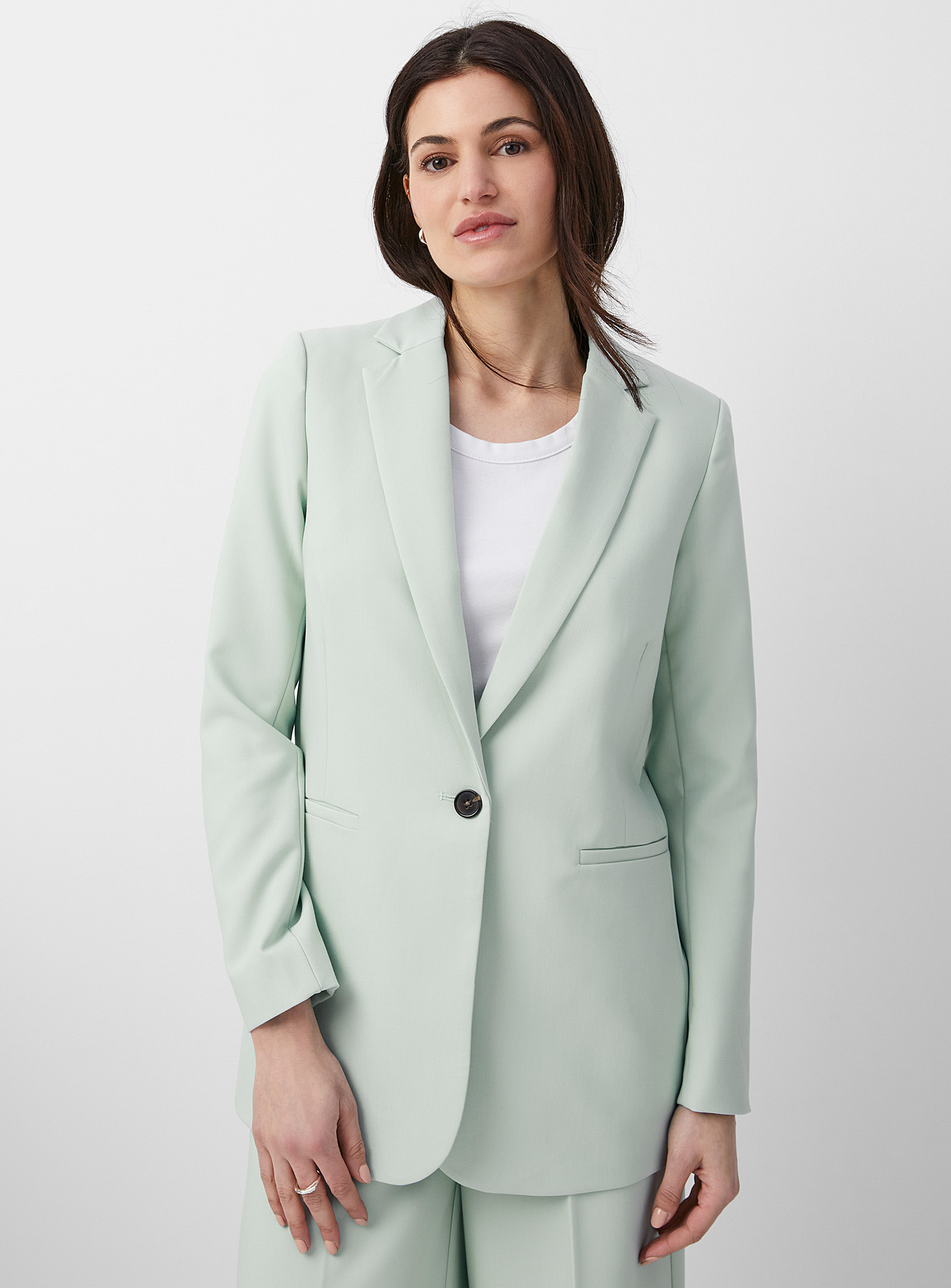 Soaked Luxury - Women's Corinne soft mint long Blazer Jacket