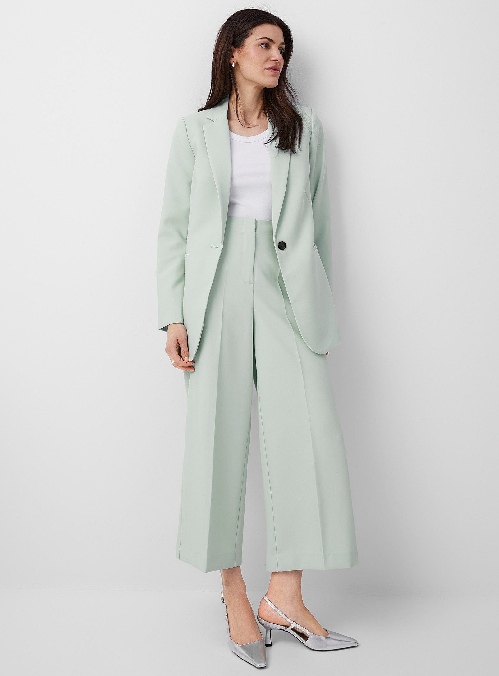 Soaked In Luxury Corinne Soft Mint Wide-leg Pant In Teal