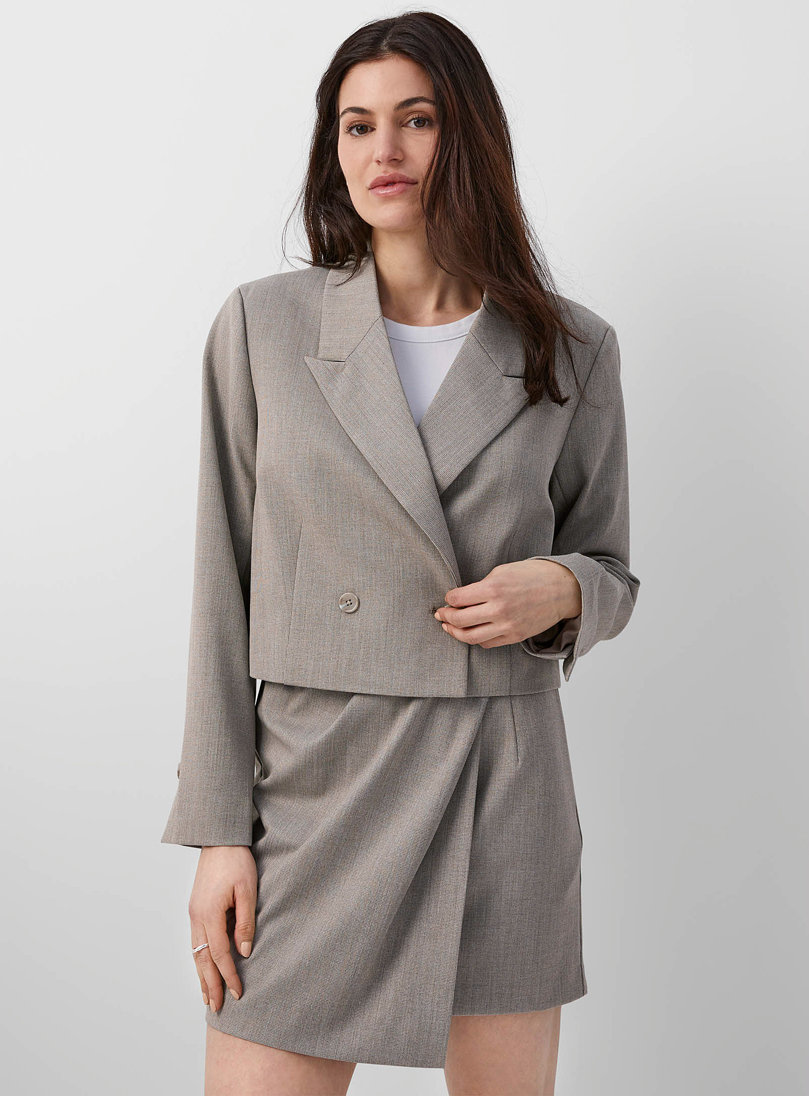 Soaked In Luxury Sibba Faux-plain Crossover Skirt In Grey
