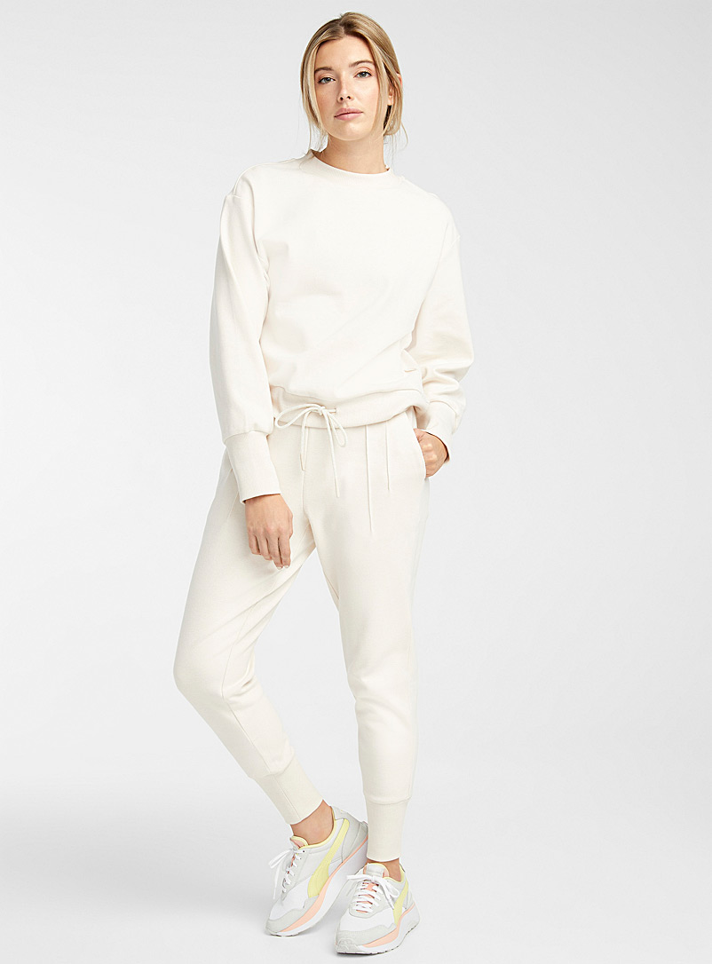 Varley Ivory White Amberley ribbed-trim piqué joggers for women