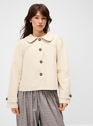 Daisy Street Sand Peter Pan collar cropped jacket for women