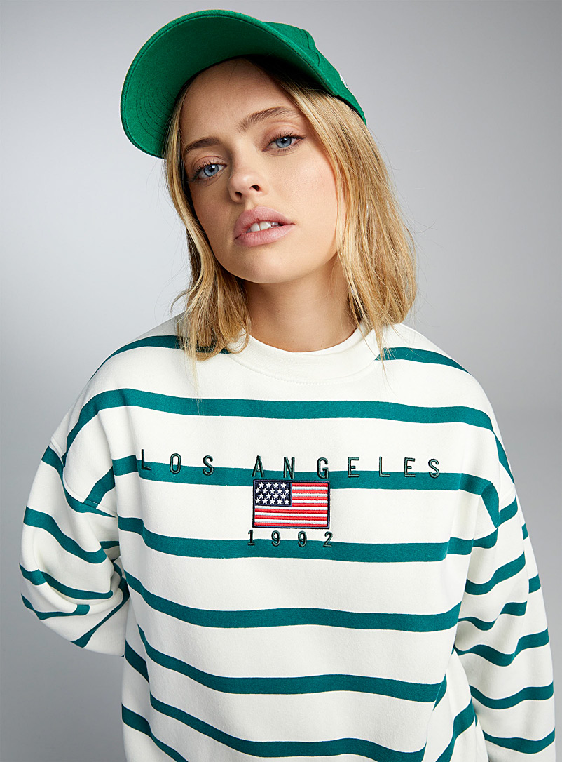 Daisy Street White Los Angeles striped sweatshirt for women