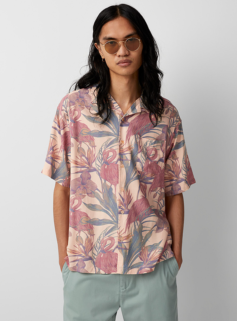Djab Coral Tropical flamingo camp shirt for men