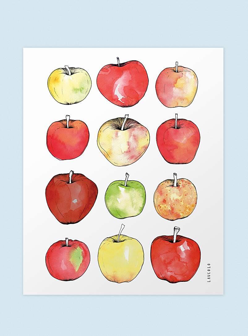 Laucolo: L'affiche Pommes 11 x 14 po Blanc