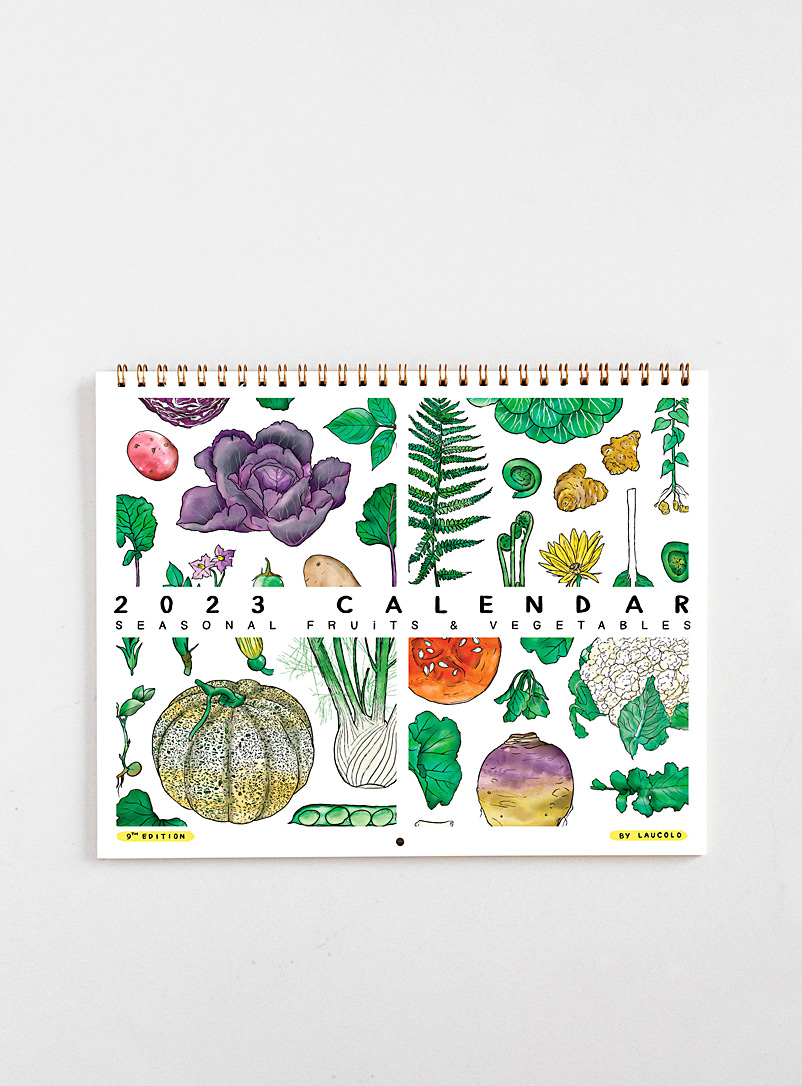 Laucolo: Le calendrier relié Fruits et légumes 11,5 x 9 po Anglais
