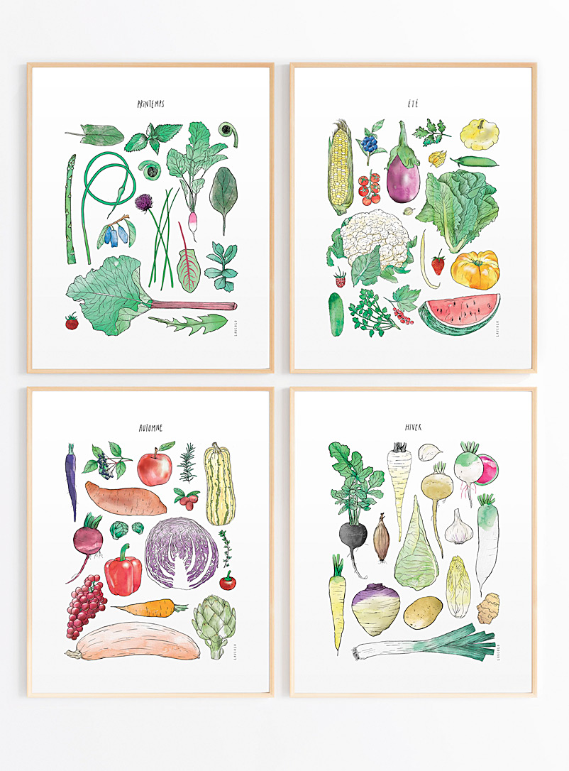 Laucolo Assorted Seasonal harvest art print quartet 11 x 14 in