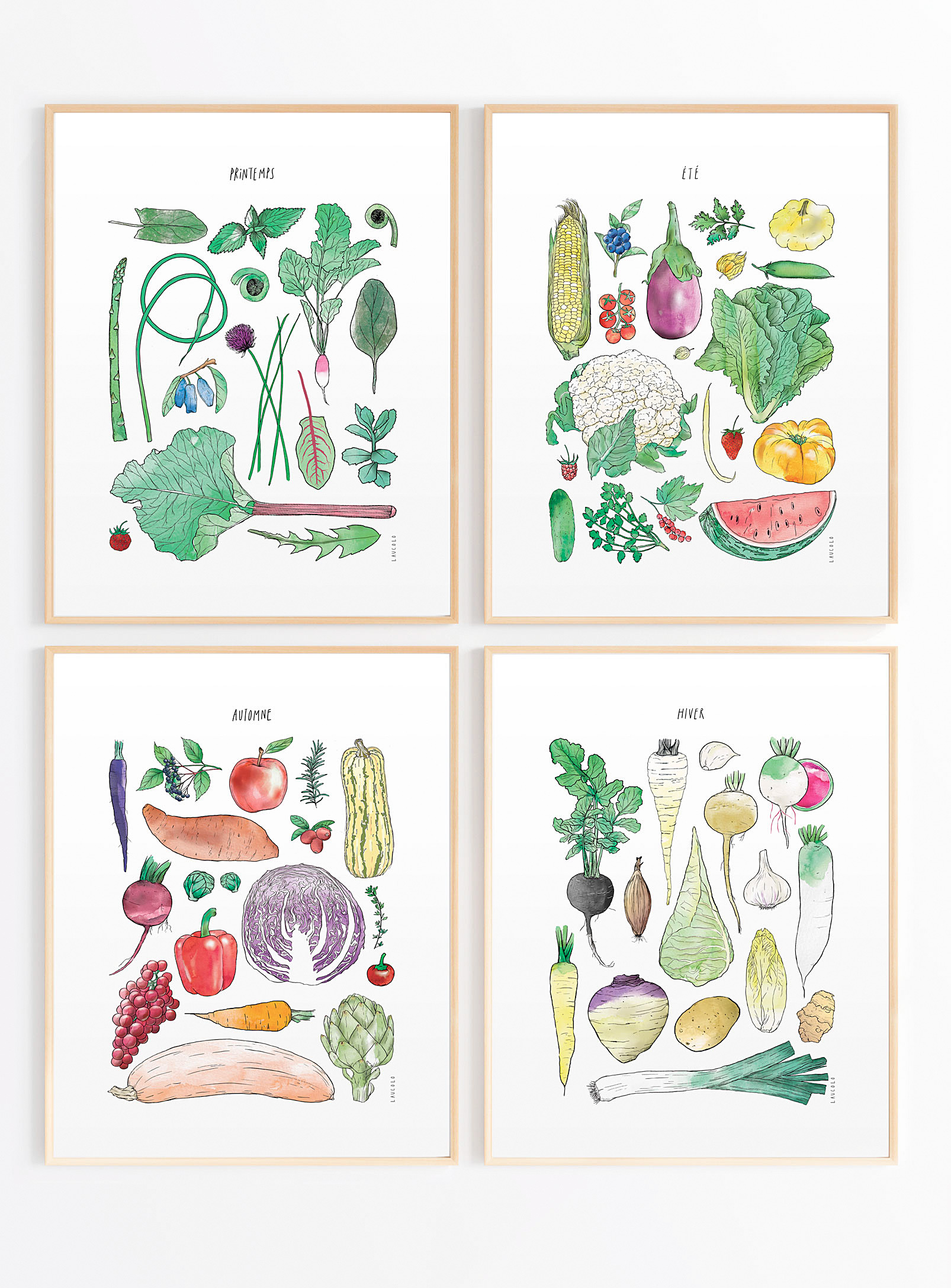 Laucolo - Seasonal harvest art print quartet 11 x 14 in