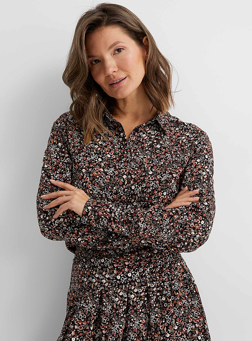 Contemporaine Patterned Brown Enchanted garden shirt for women