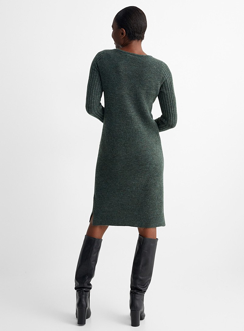 Contemporaine Amber Bronze Ribbed-sleeve knit dress for women