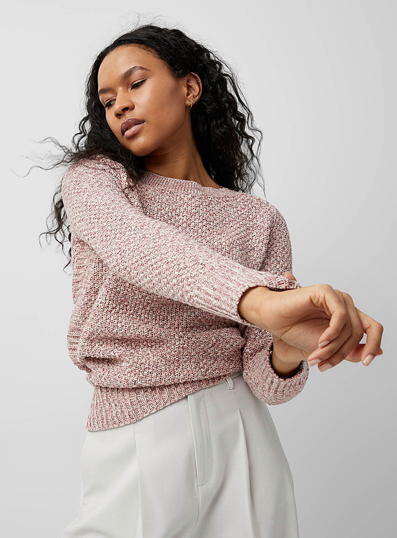 Contemporaine Pink Heathered moss-stitch sweater for women