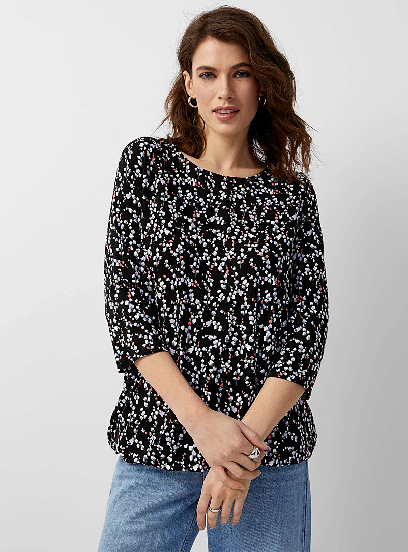 Contemporaine Patterned Black Wildflowers jersey tunic for women