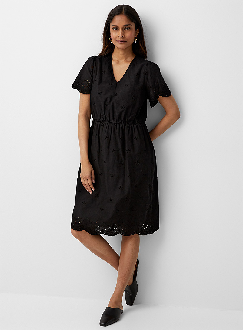 Contemporaine Black Rustic embroidery dress for women
