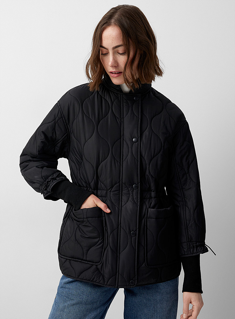 Contemporaine Black Wavy puffer coat for women