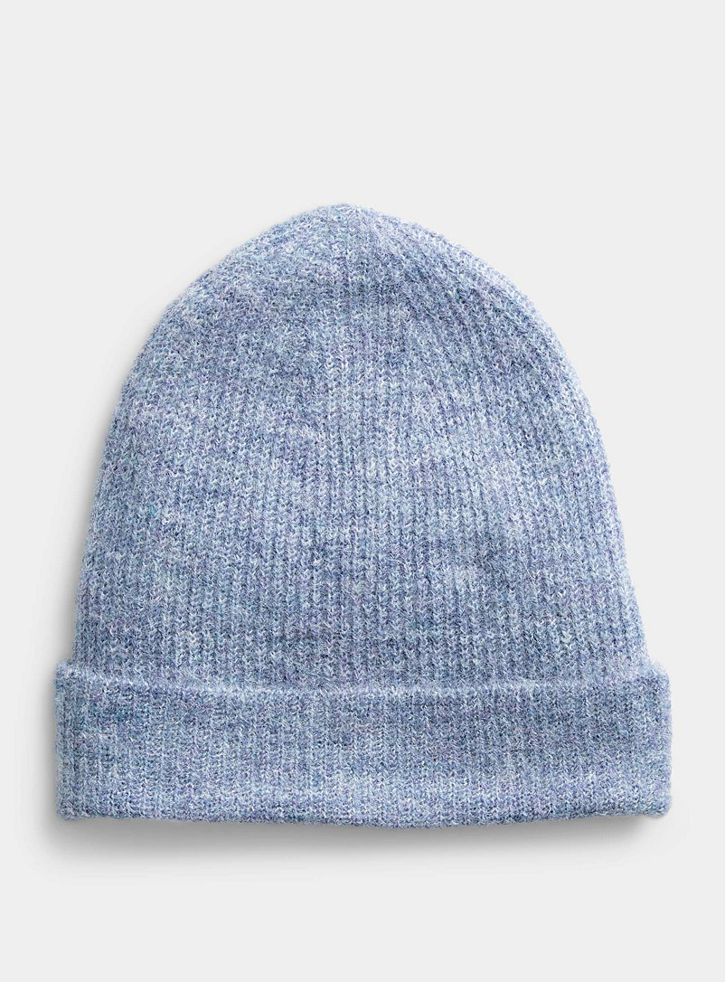 Simons Baby Blue Cuffed semi-plain tuque for women