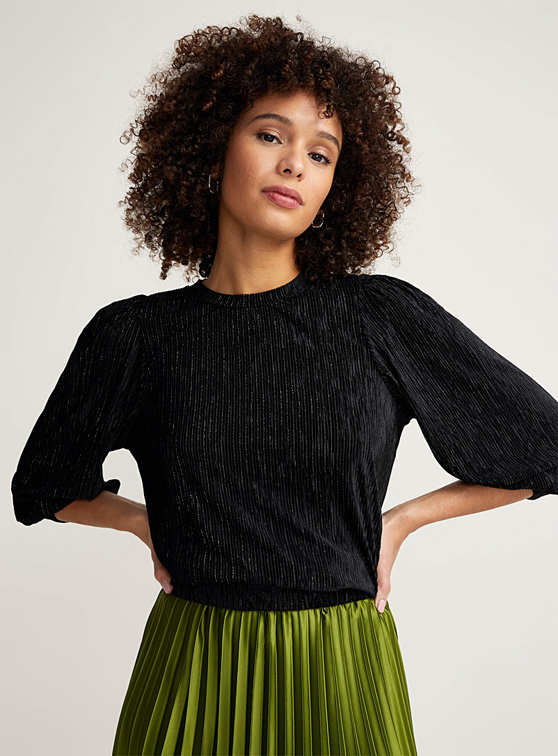 Contemporaine Black Velvety stripes blouse for women
