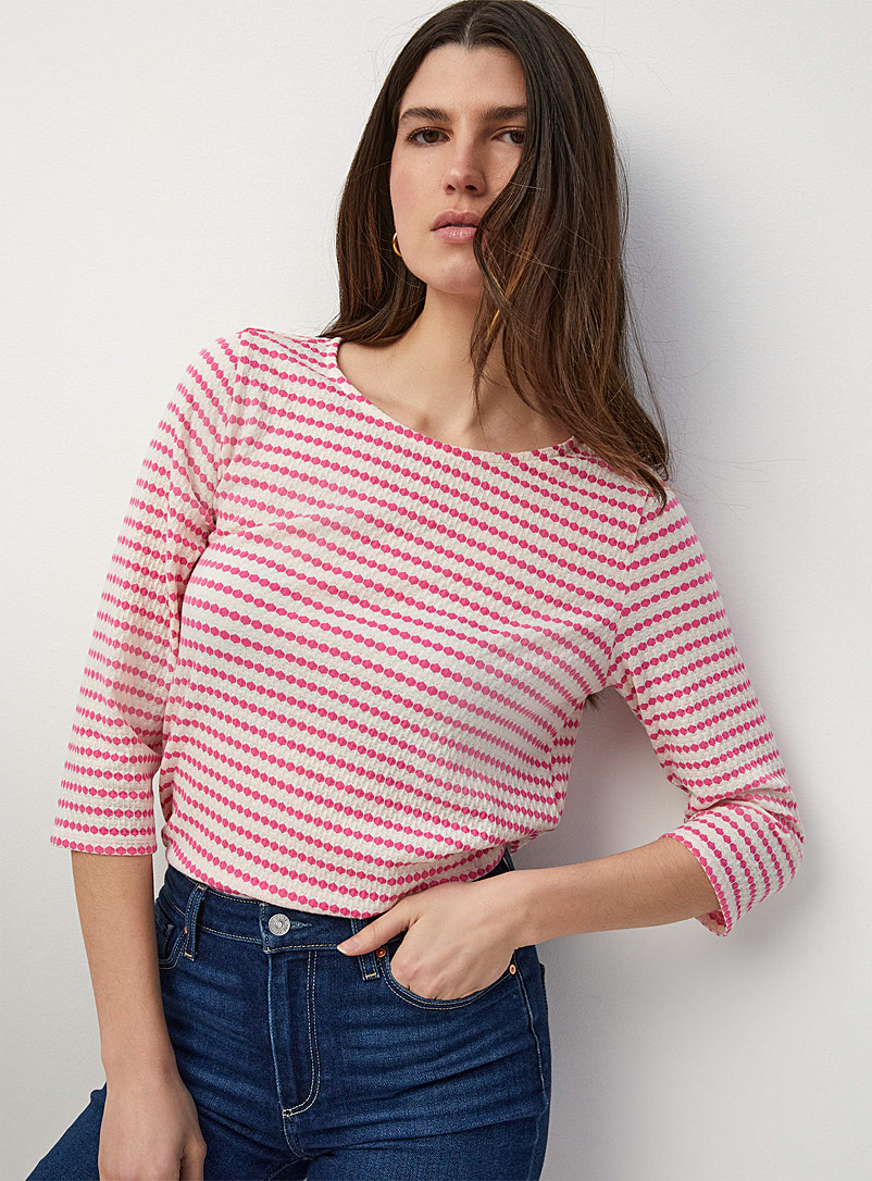 Contemporaine Pink Two-tone embossed T-shirt for women