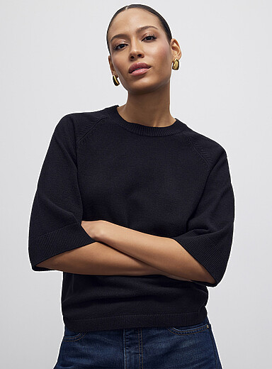 Francesca Hollow Out Knit Bracelet Sleeve Sweater