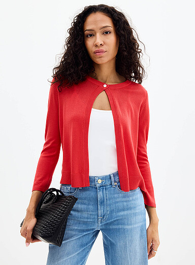 Le cardigan ouvert fin tricot