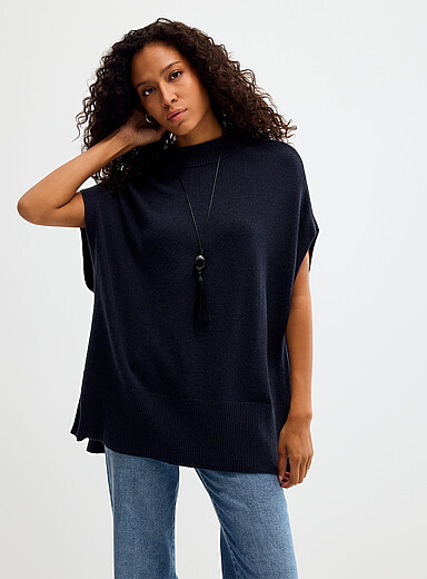 Oversized cap-sleeve sweater
