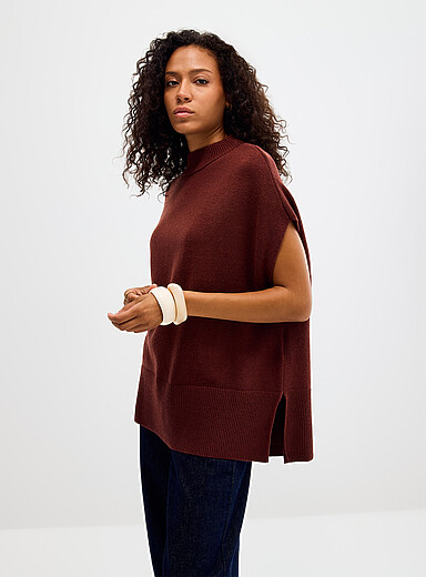 Oversized cap-sleeve sweater