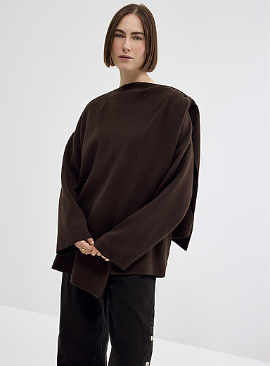 Fransa: Le cardigan drap&eacute; effet &eacute;charpe Chocolat - Espresso pour femme