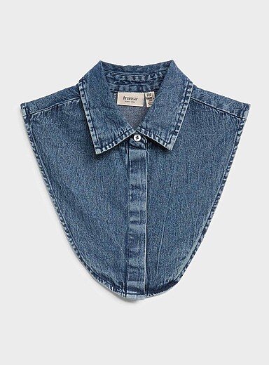 Denim faux point collar
