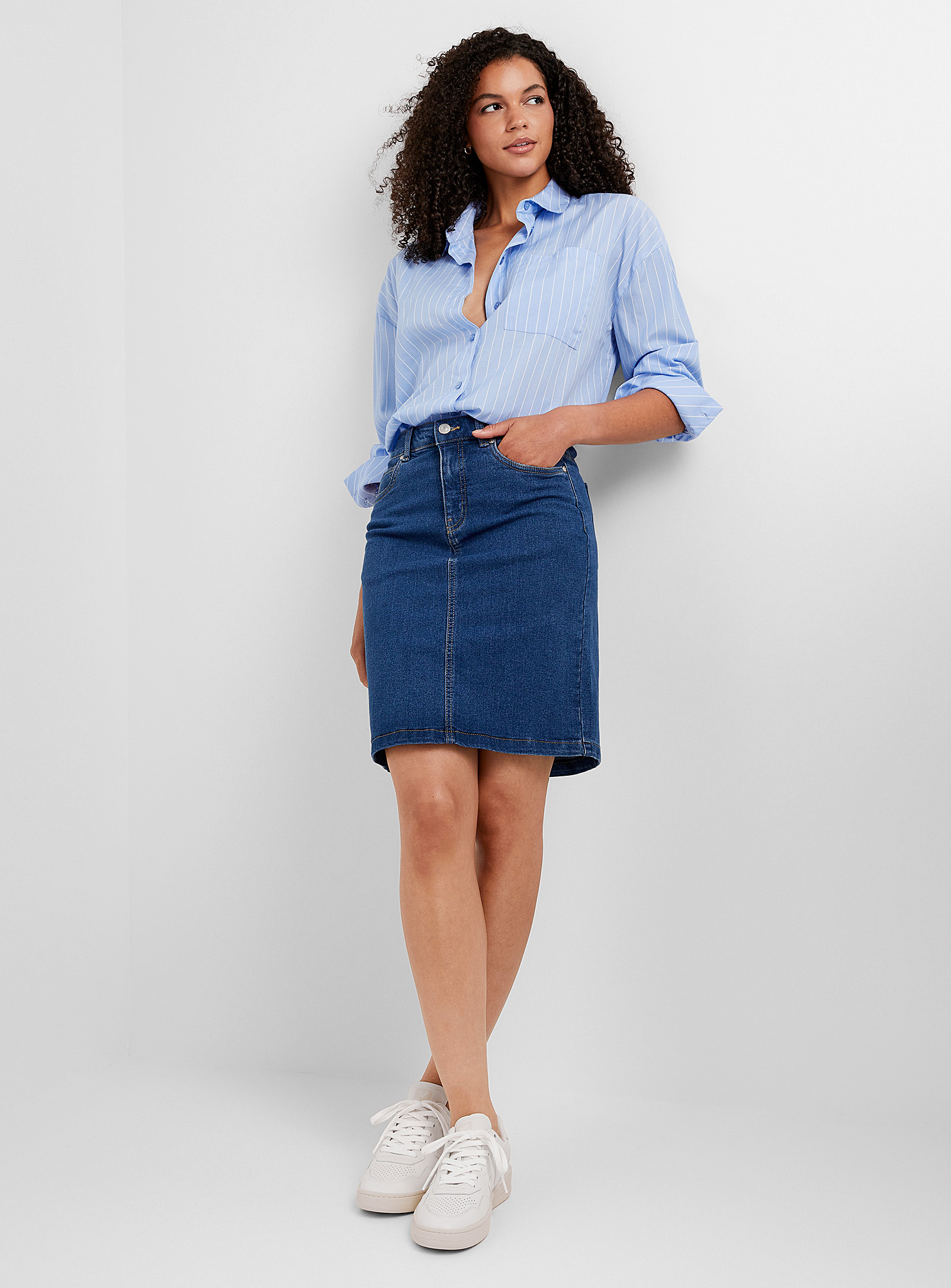 Fransa - Women's Medium indigo denim skirt