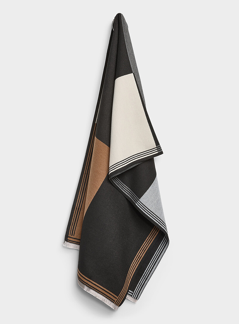 Ultra-soft neutral block scarf product image (primary)