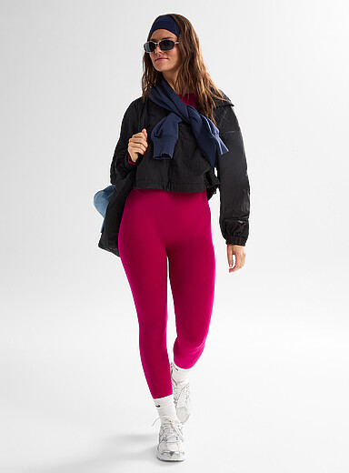 I.FIV5: Le legging insertions tricot taille haute Rose pour femme
