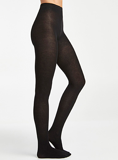 Simons Black Solid colour organic cotton tights <b>Exclusive collection from Italy</b> for women