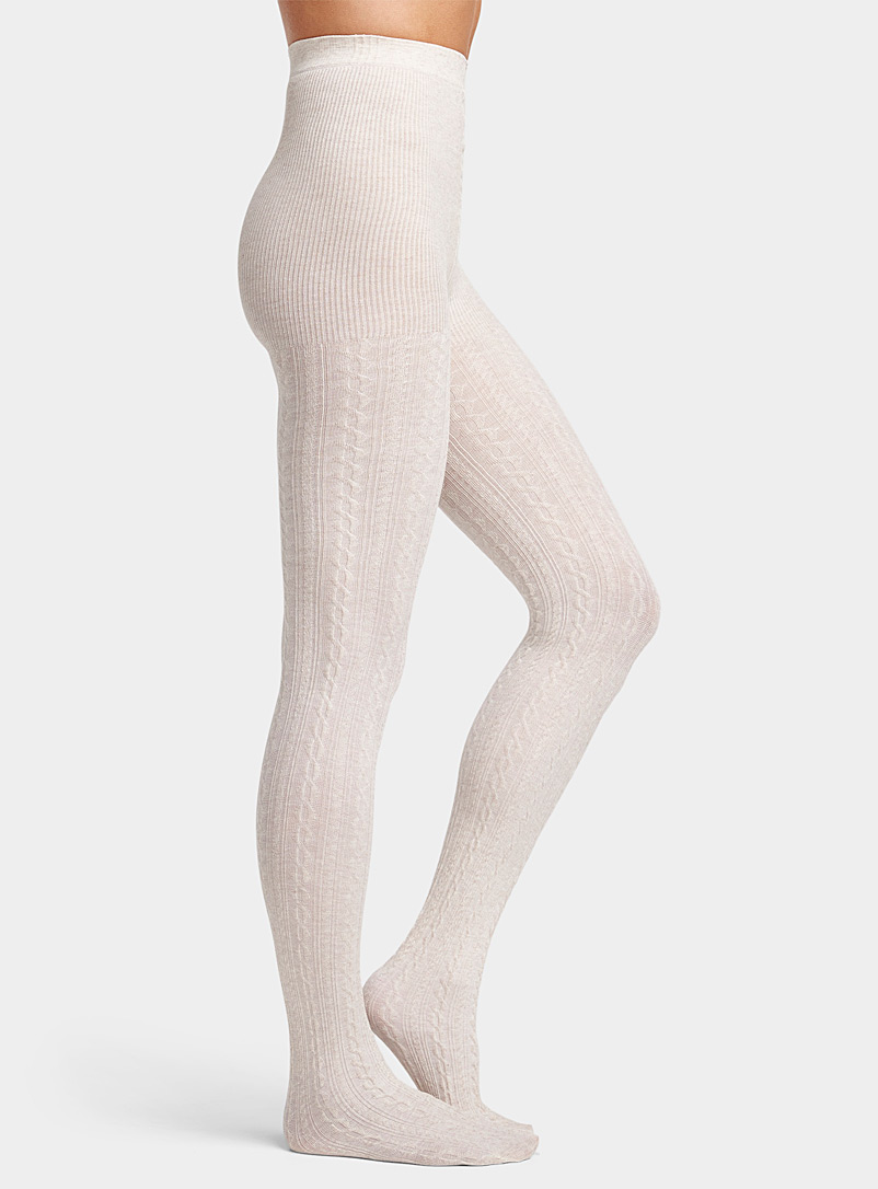 Simons Sand Cabled organic cotton tights for women