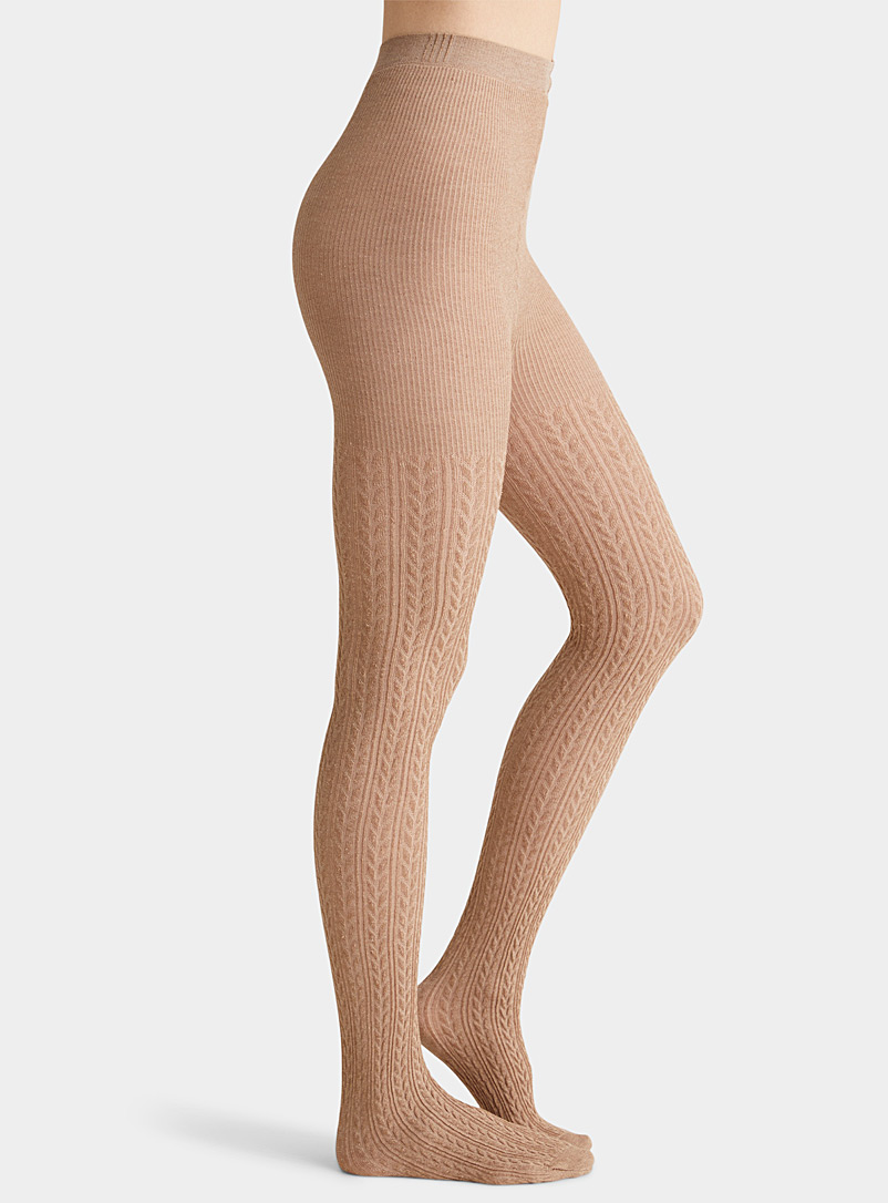 Simons Sand Organic cotton twisted cable tights for women