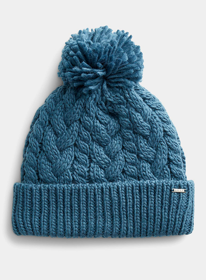 Rella Teal Wide-cuff braided knit tuque for women