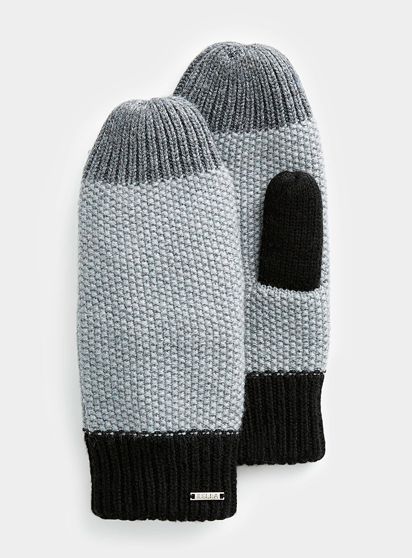 Rella Patterned Black Coutu colour-block mittens for women