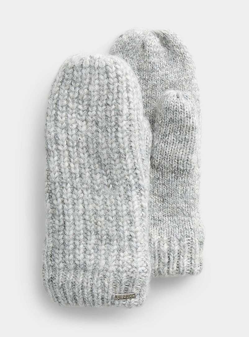 Rella Silver Boca ribbed mittens for women