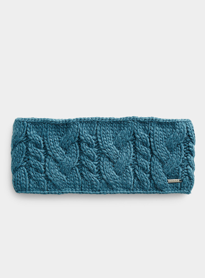 Rella: Le bandeau tricot câbles Babel Sarcelle-turquoise-aqua pour femme
