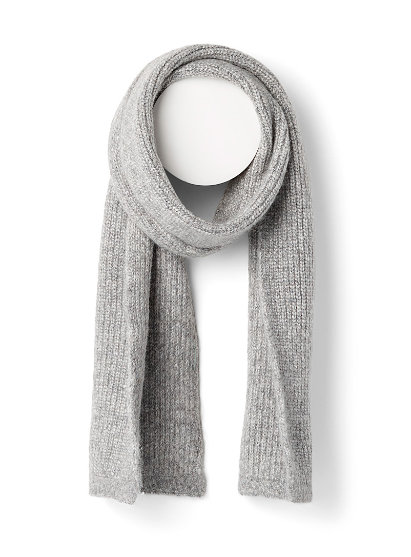 Simons Silver Soft ribbed scarf for women