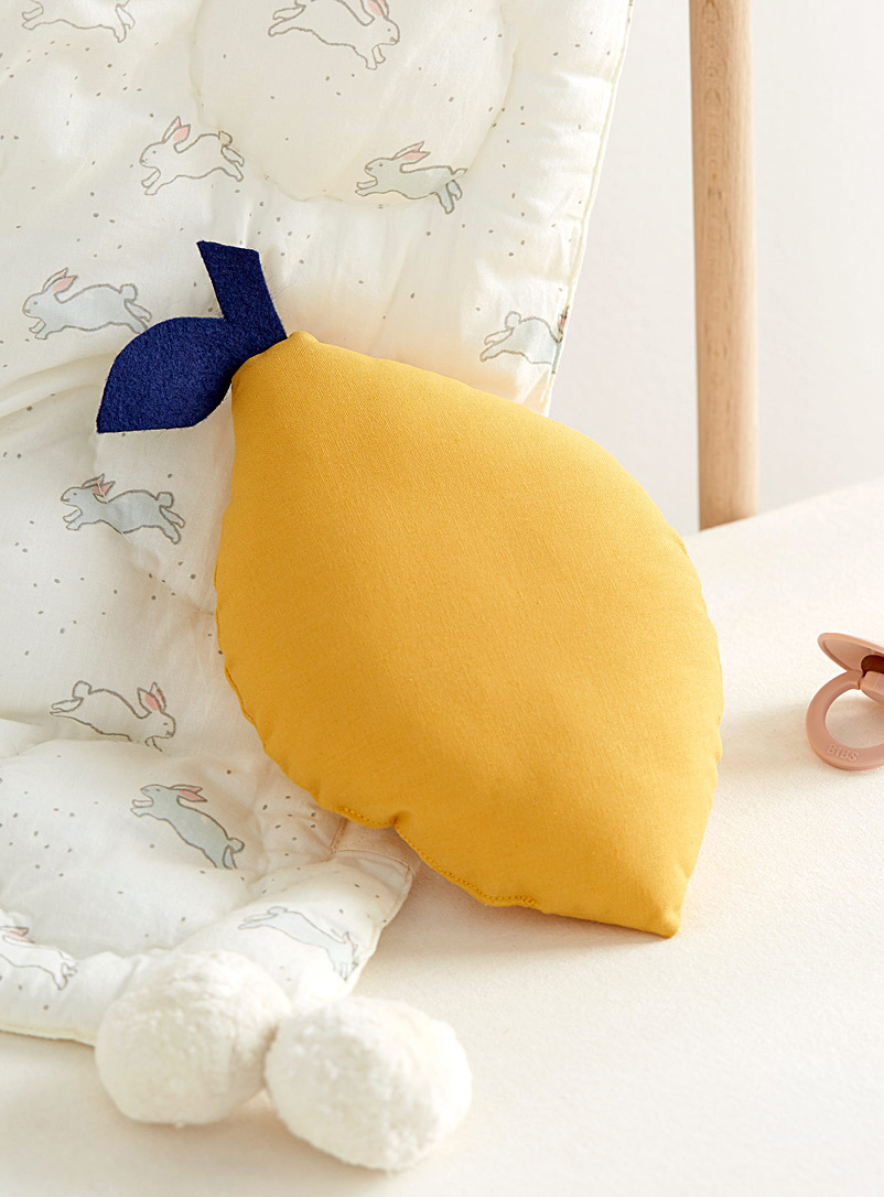 The Butter Flying Dark Yellow Small yellow lemon cushion 23 x 14 cm