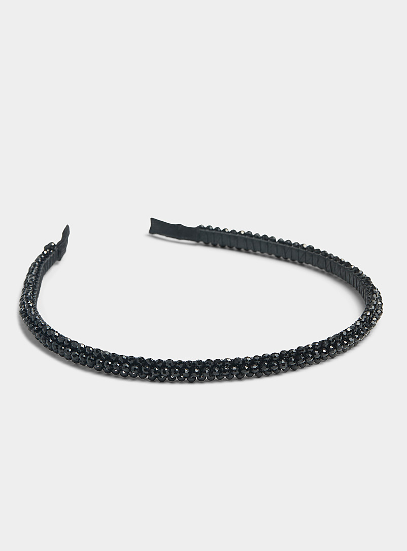 Simons Black Iridescent stone headband for women