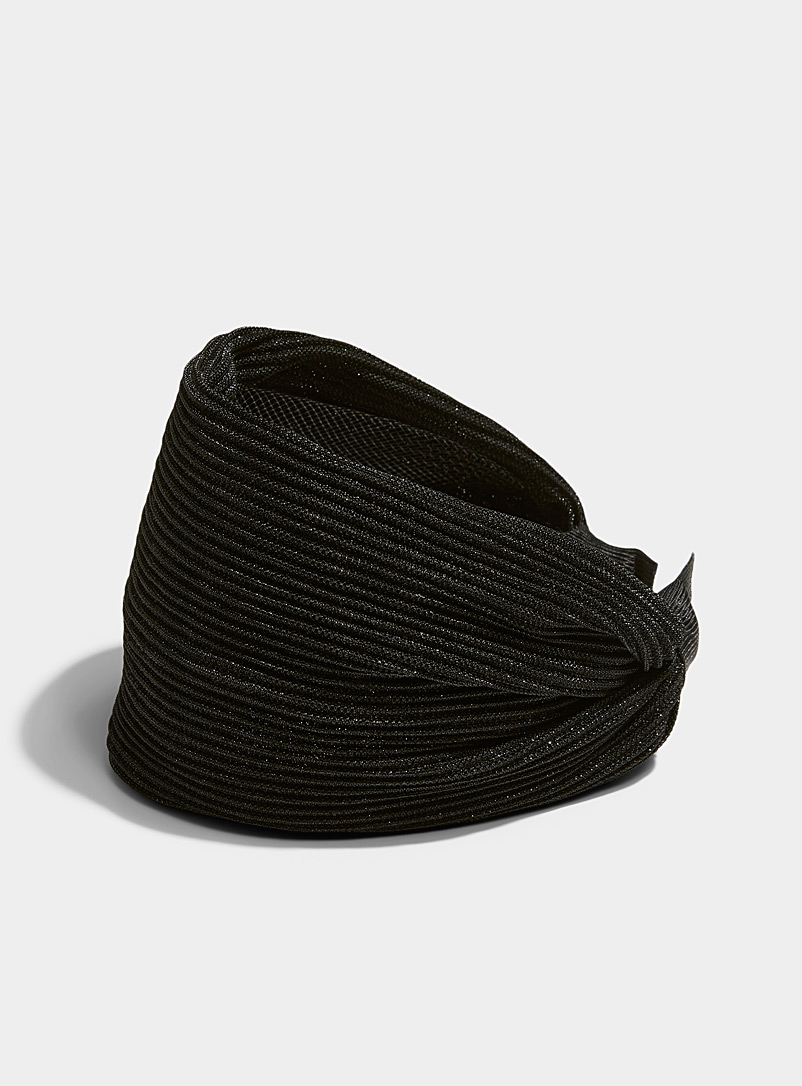 Simons Black Shimmery thread oversized headband for women