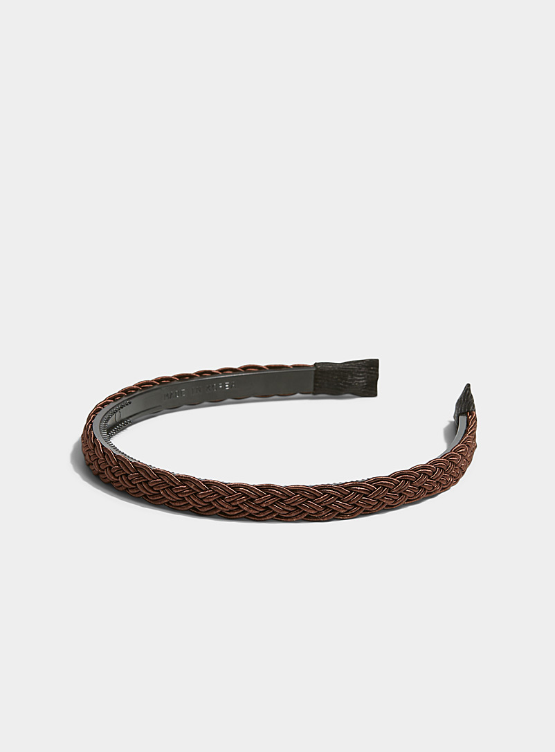 Simons Dark Brown Braided headband for women