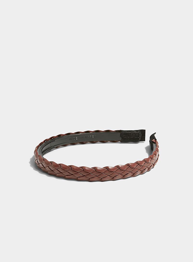 Faux-leather braided headband, Simons
