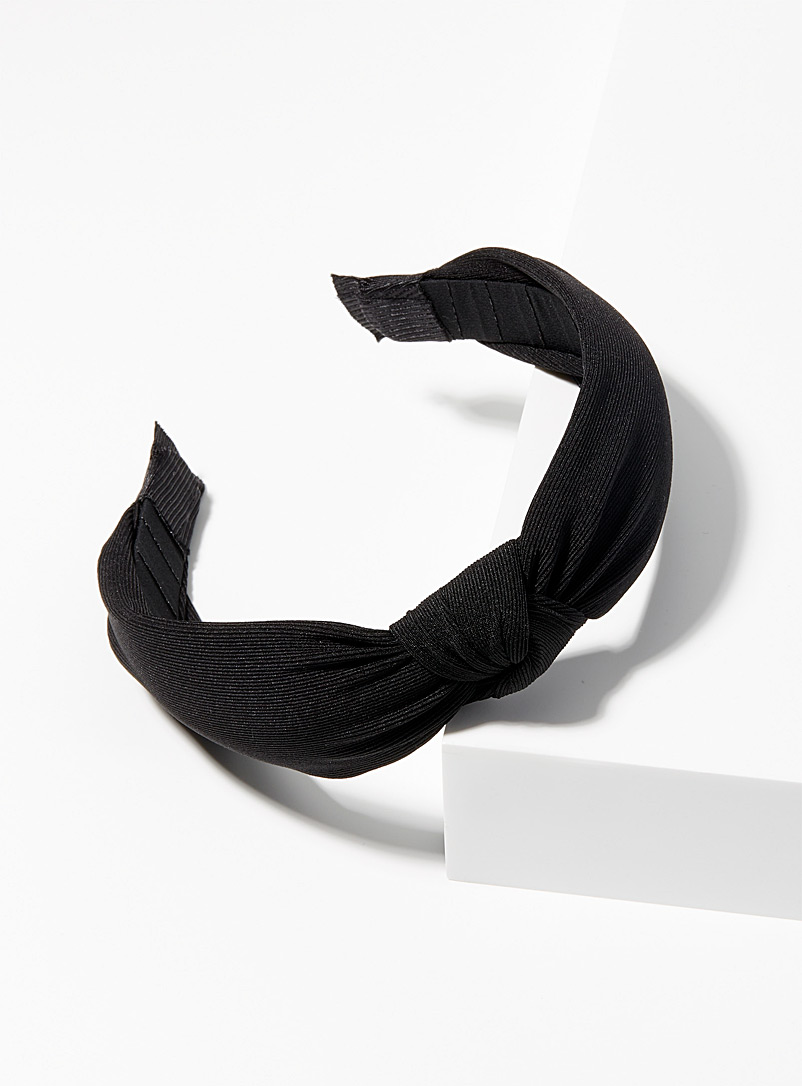 Simons Black Knotted twill headband for women