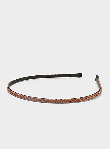 Le serre-t&ecirc;te &eacute;troit effet cuir tress&eacute;