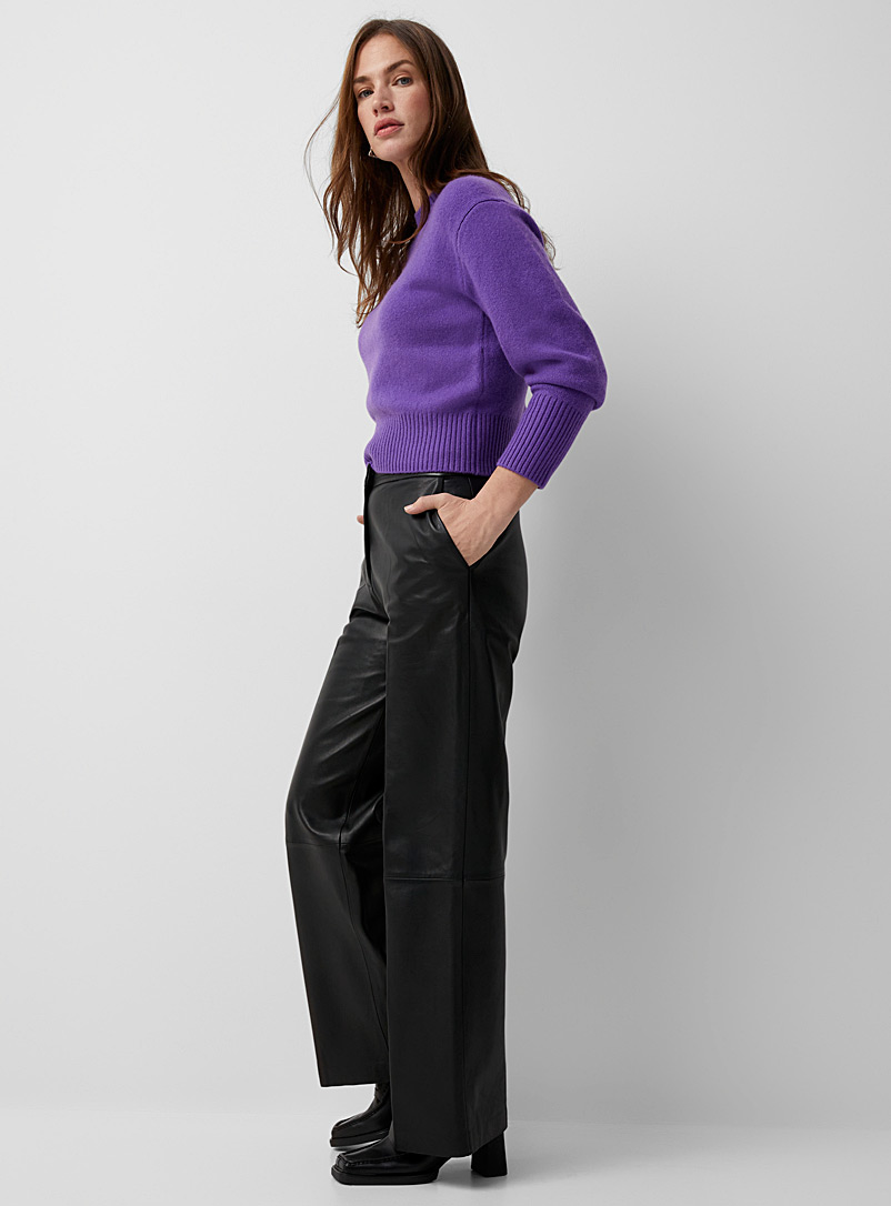 Contemporaine: Le pantalon cuir taille élastique Noir pour femme