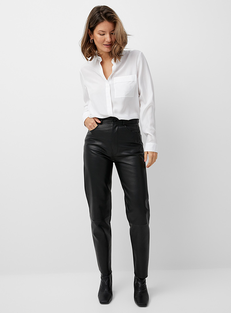 Contemporaine Black Straight-leg leather pant for women