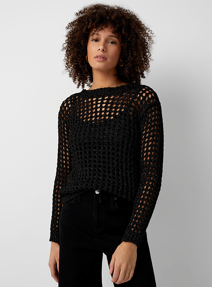 Contemporaine Black Sparkling mesh cardigan for women